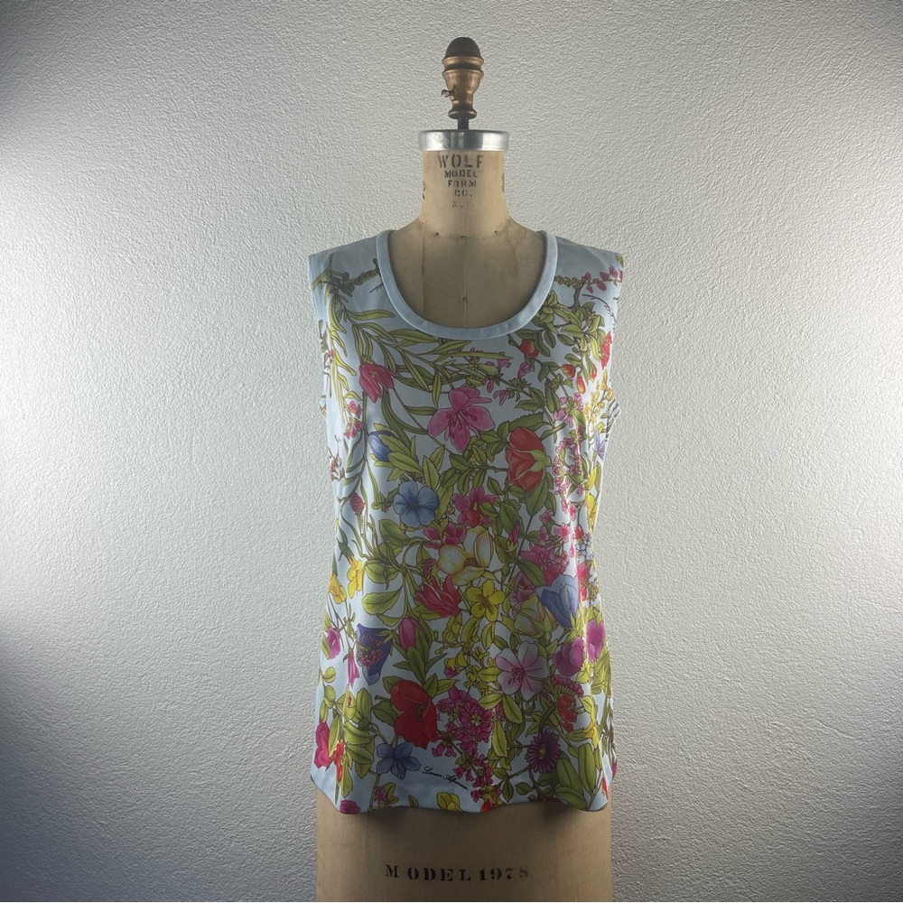 Vintage l 70s M Edith Flagg Boho Cottagecore Colorful Feminine Floral Knit Tank